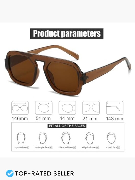 Trendy Square Vintage Aviator Sunglasses Unisex Flat Top Shades Retro 70s main image 4